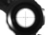 Close-up view of a rifle scope's crosshair