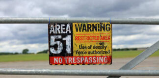 Warning sign for Area 51 indicating a restricted area