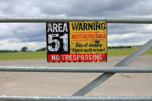 Warning sign for Area 51 indicating a restricted area