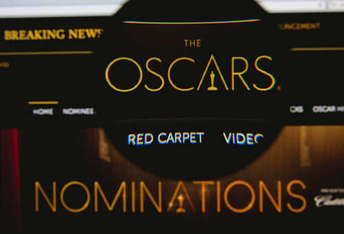 Close-up of the Oscars nominations webpage
