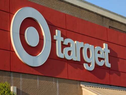 Target store logo displayed on a red wall
