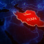 Digital map highlighting Iran with Tehran marked