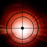 Abstract target symbol with a red background
