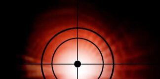Abstract target symbol with a red background
