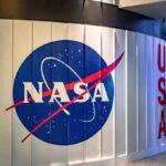 NASA logo displayed on a wall with the word USA