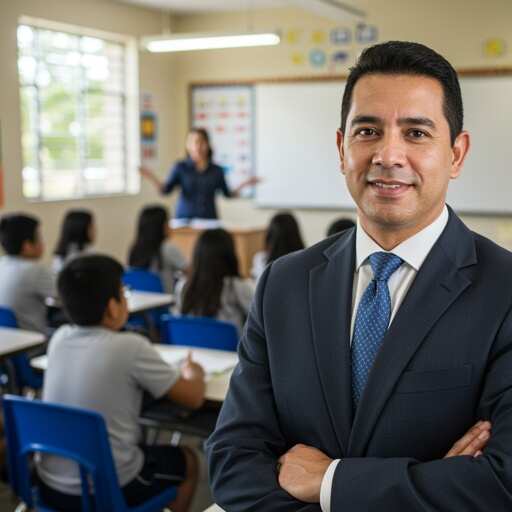 A teacher in a classroom with students seated at desks