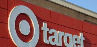 Target store logo displayed on a red wall