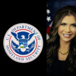 Noem Fired — Then Rehired? US Department of Homeland Security logo beside smiling woman