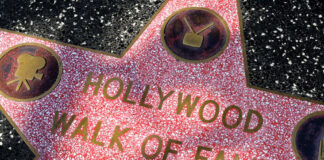 Hollywood Walk of Fame star on sidewalk ground