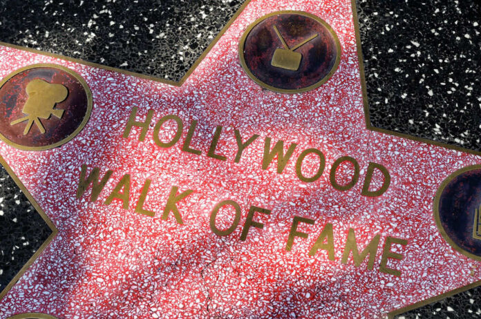 Hollywood Walk of Fame star on sidewalk ground