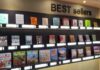Display of bestselling books on a shelf