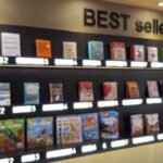 Display of bestselling books on a shelf