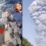The moment Indonesia’s Mount Dukono erupts, sending hikers running down its slopes