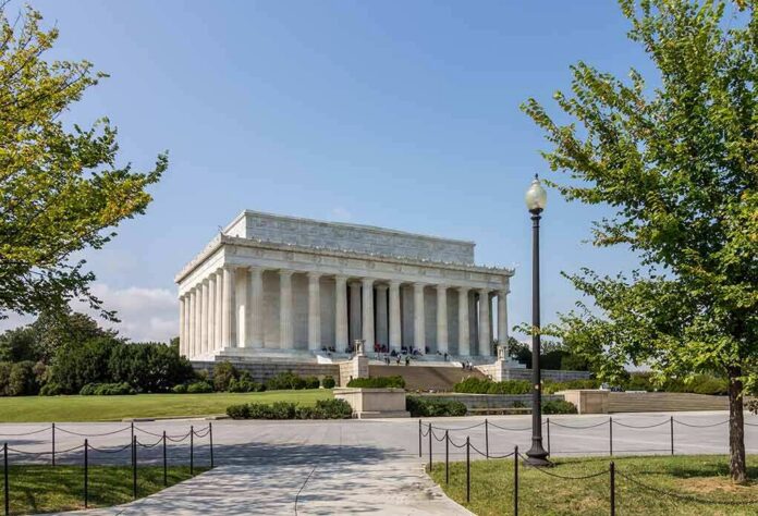 Lincoln Memorial with columns on a sunny day