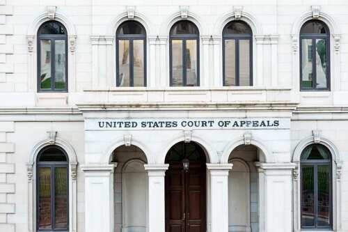 Facade of the United States Court of Appeals with arched windows