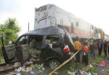 Train collided with car on railway track