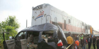 Train collided with car on railway track