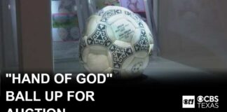 "Hand of God" ball up for auction