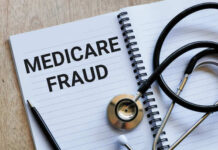 Fauci Diaries Rock Media Notebook with the words 'MEDICARE FRAUD' and a stethoscope