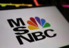 MSNBC logo with colorful peacock emblem.