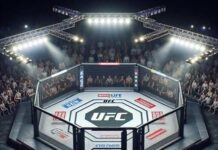 Youth MMA Mayhem Erupts UFC octagon surrounded by a crowd in a sports arena