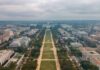 National Mall aerial view with Capitol building in the distance