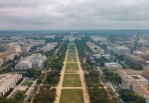 Schiff Called Out — IndyCar Driver Torches Shifty Schiff National Mall aerial view with Capitol building in the distance