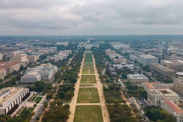shutterstock_2509767079 National Mall aerial view with Capitol building in the distance