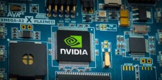 Close-up of a circuit board featuring an NVIDIA chip