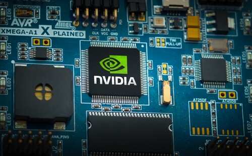 New,York,,Usa,-,07,January,2025:,Nvidia,High-performance,Chip Close-up of a circuit board featuring an NVIDIA chip