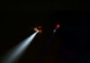 Fireball Helicopter Crash Stuns Community Two helicopters in night sky with searchlights