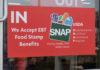Sign advertising acceptance of EBT and SNAP benefits